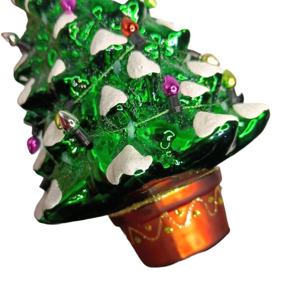 Miniature Glass Christmas Tree Ornament with String Lights By JS 6.5" EUC - Picture 6 of 9